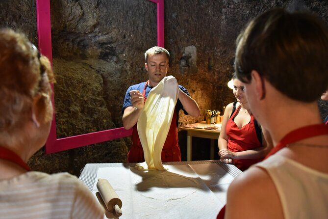 Dinner Cooking Class - Prezels, Dumplings, Apple Strudel & Music - Entering Edelweiss Cooking School, and why the cave matters